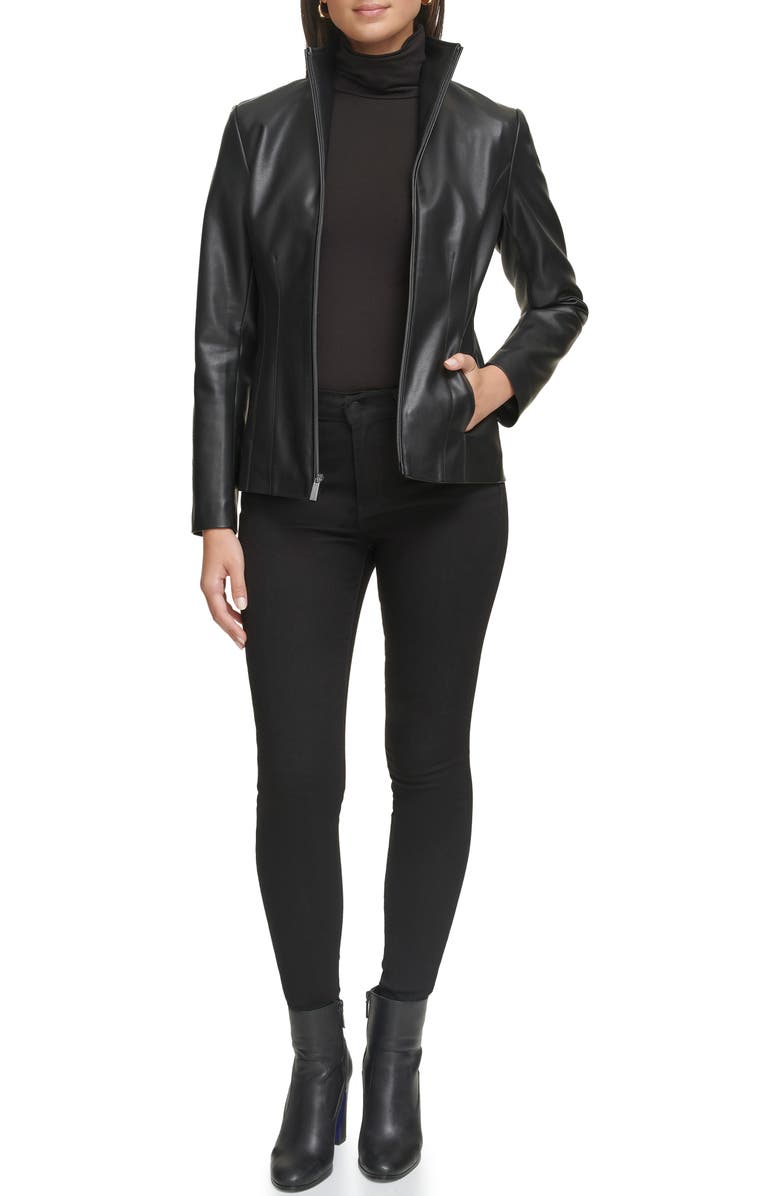 Kenneth Cole Faux Leather Zip Jacket, Alternate, color,