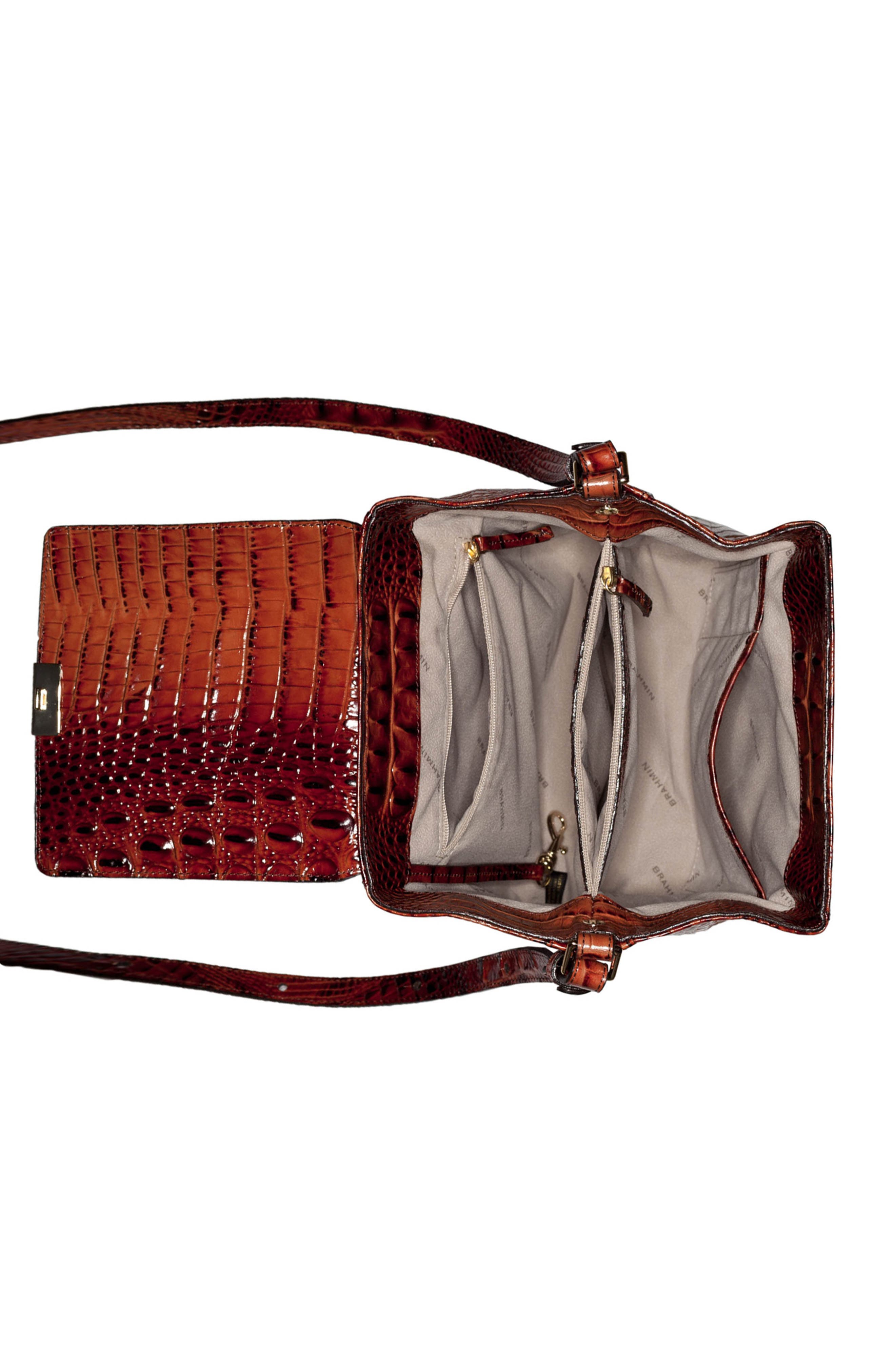 Brahmin Margo Croc Embossed Leather Crossbody Bag, Alternate, color, Pecan