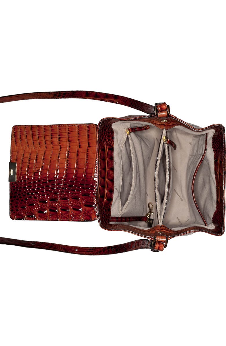 Brahmin Margo Croc Embossed Leather Crossbody Bag, Alternate, color, Pecan
