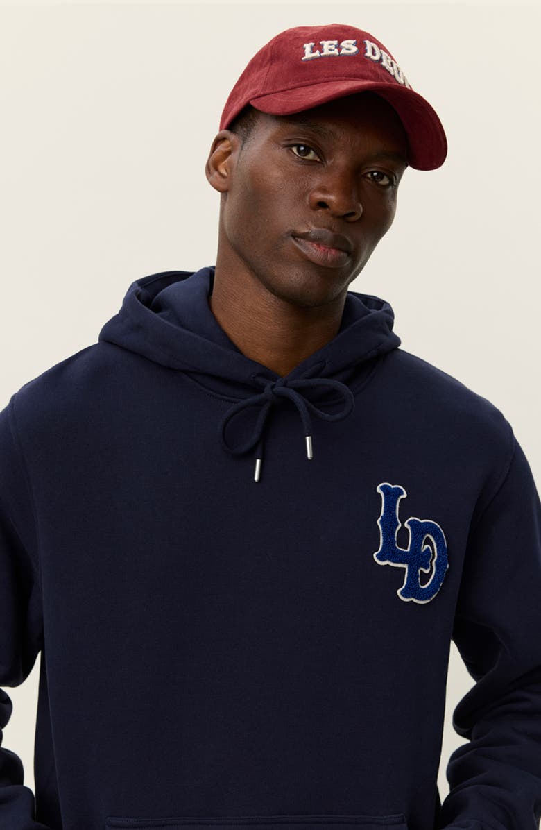 Les Deux Brady Logo Patch Hoodie, Alternate, color, Dark Navy