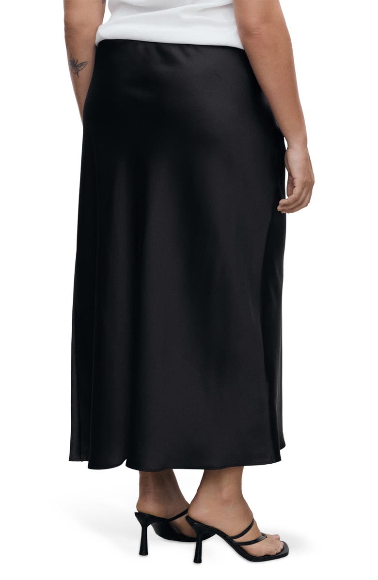 MANGO Mia Satin Maxi Skirt, Alternate, color, Black