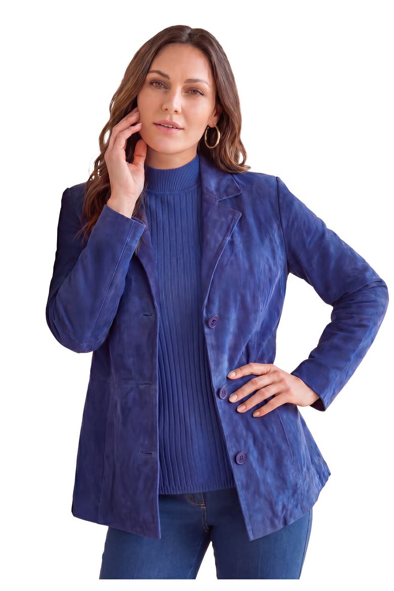 Suede Blazer, Main, color, DARK SAPPHIRE