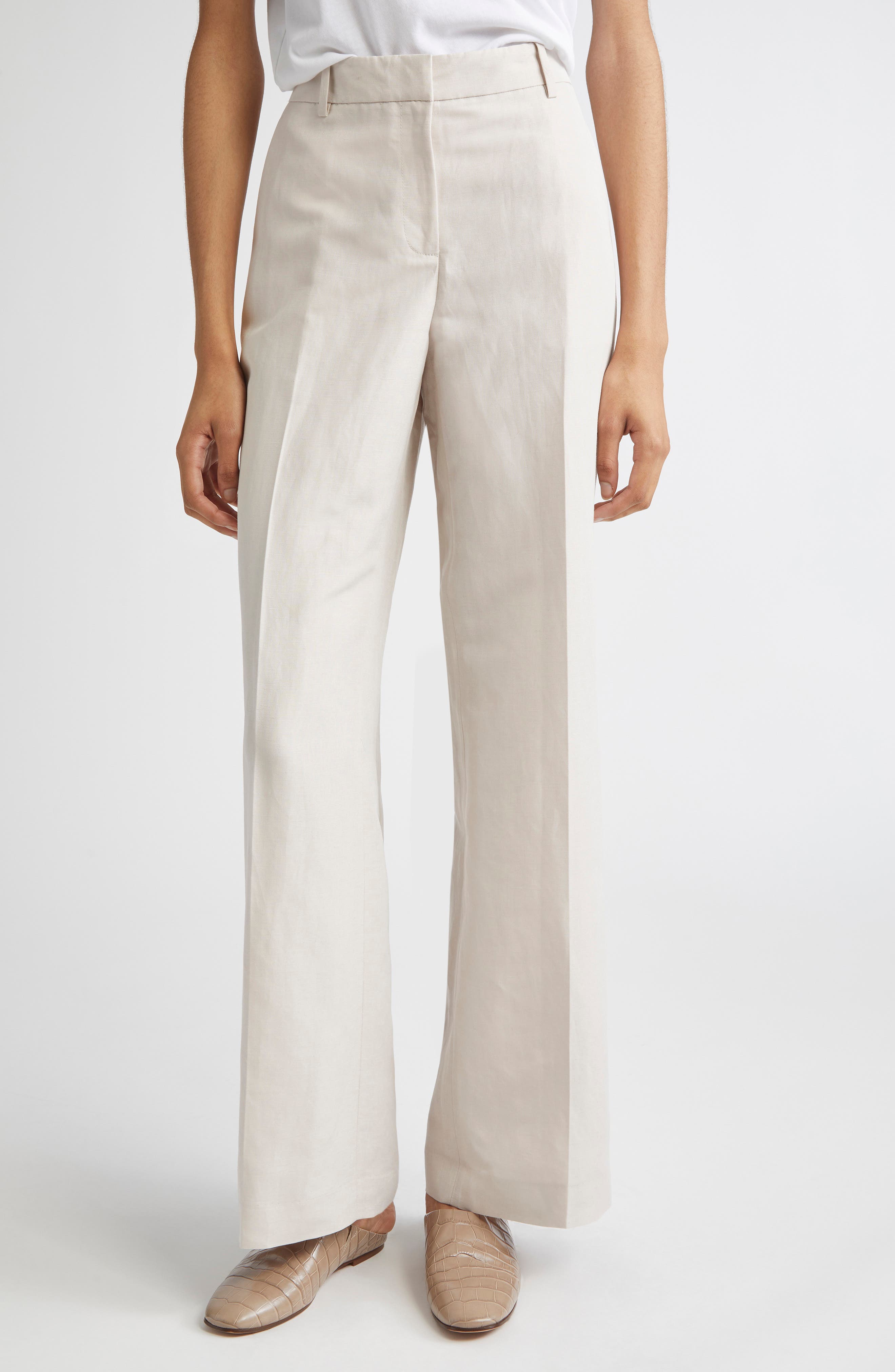 Lafayette 148 New York Gates Silk & Linen Straight Leg Pants
