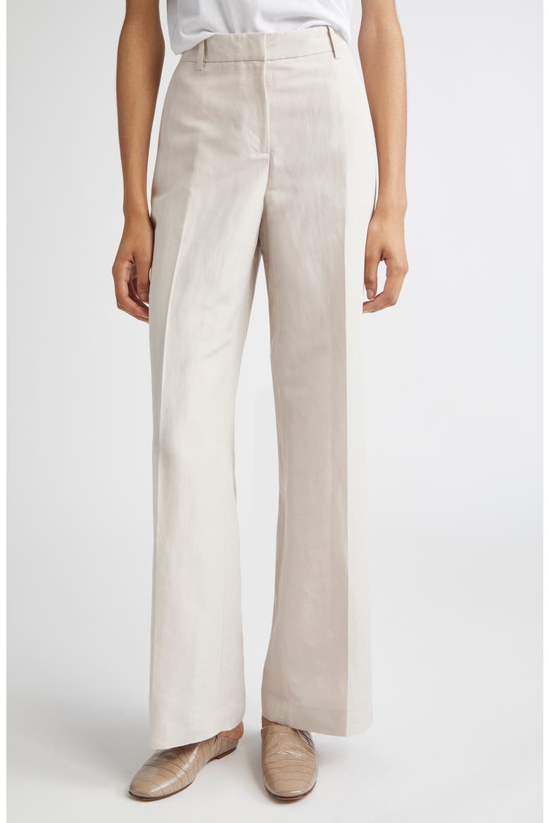 Gates Silk & Linen Straight Leg Pants, Main, color, PEARL