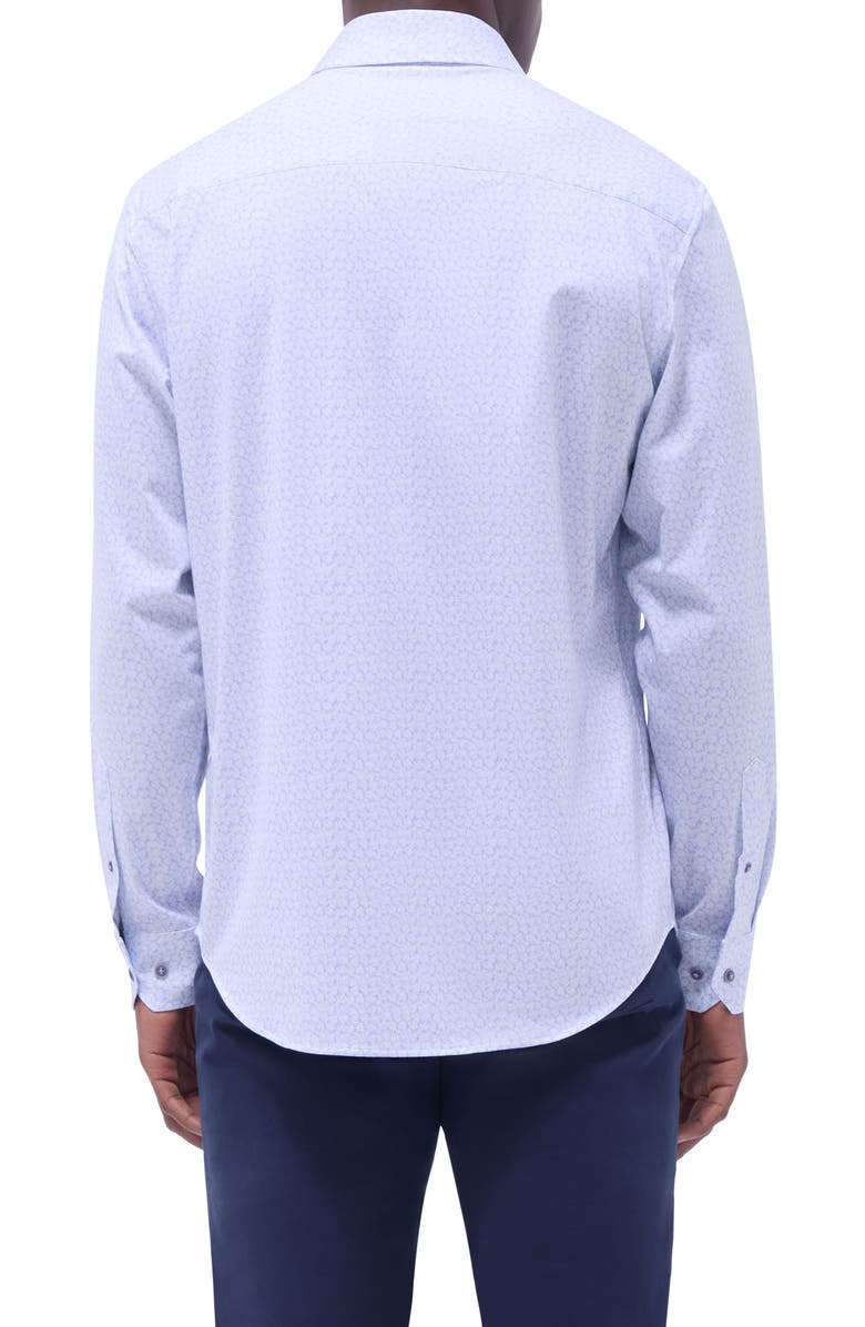 Bugatchi James OoohCotton<sup>®</sup> Leaf Print Button-Up Shirt, Alternate, color, Air Blue
