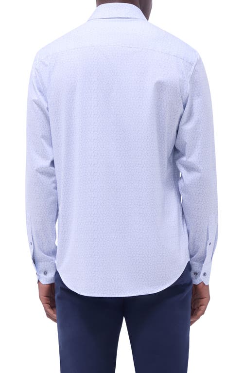 Bugatchi James Ooohcotton® Leaf Print Button-up Shirt In Air Blue