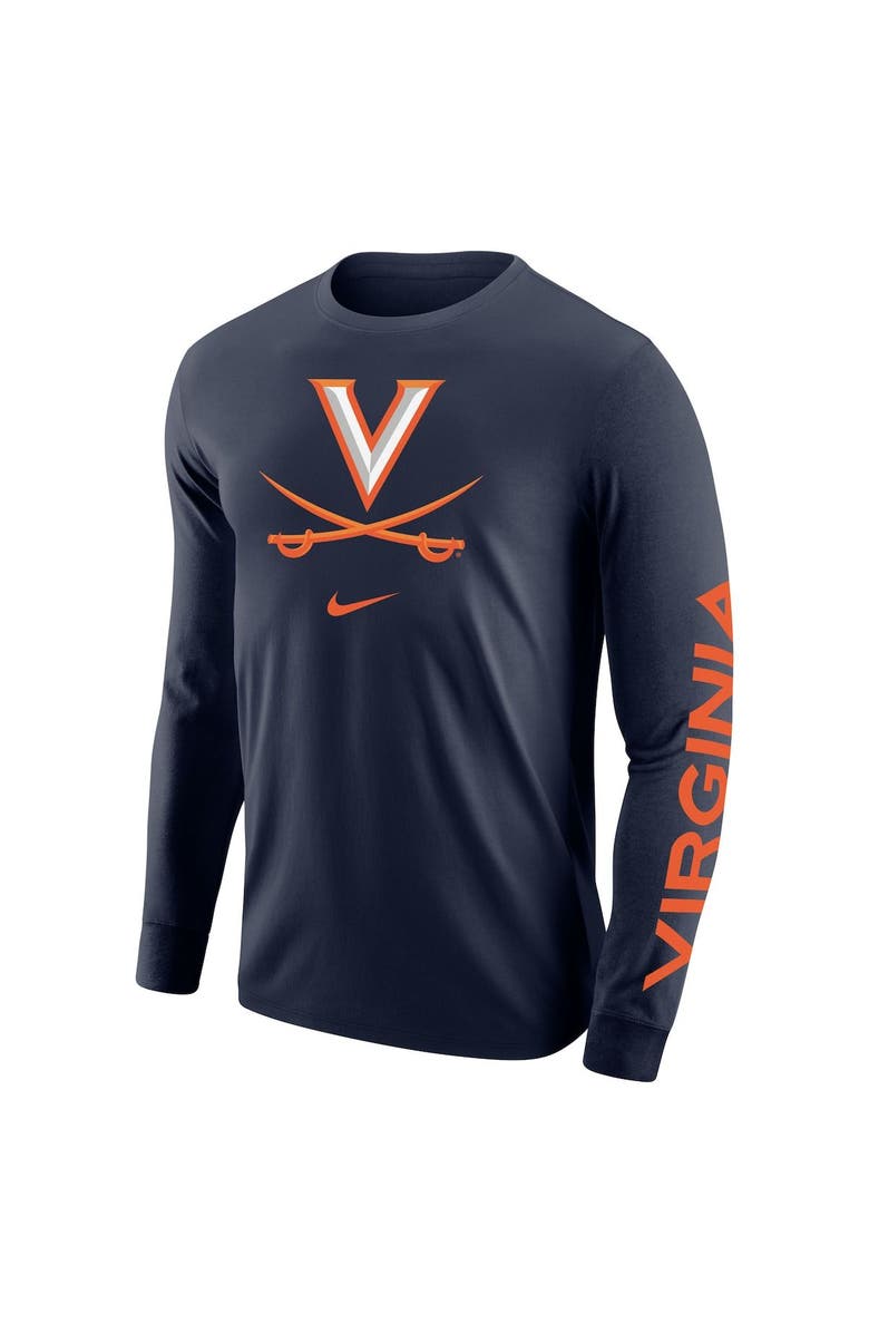 Nike Men's Nike Navy Virginia Cavaliers Team Lockup 2-Hit Long Sleeve T-Shirt, Alternate, color,
