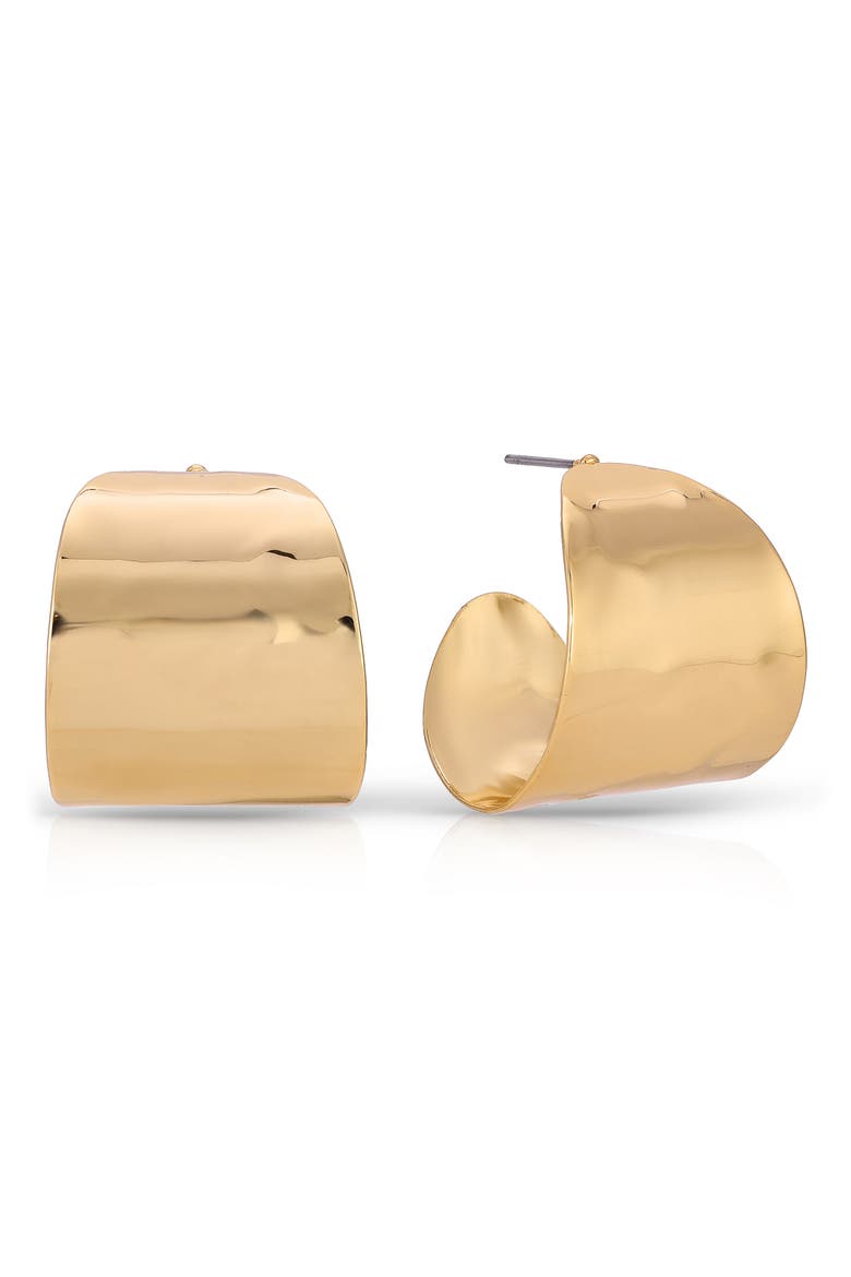 Hammered Huggie Hoop Earrings, Main, color, GOLD
