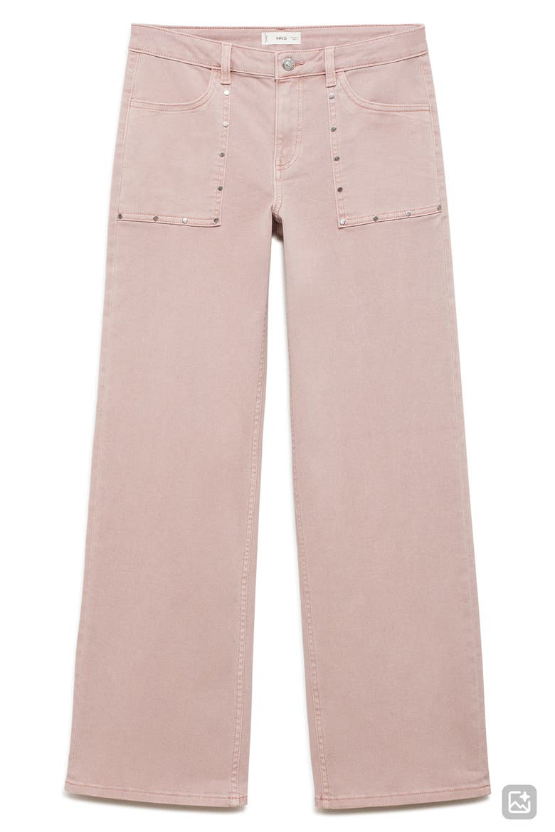 Studded Culotte Wide Leg Jeans, Alternate, color, PASTEL PINK