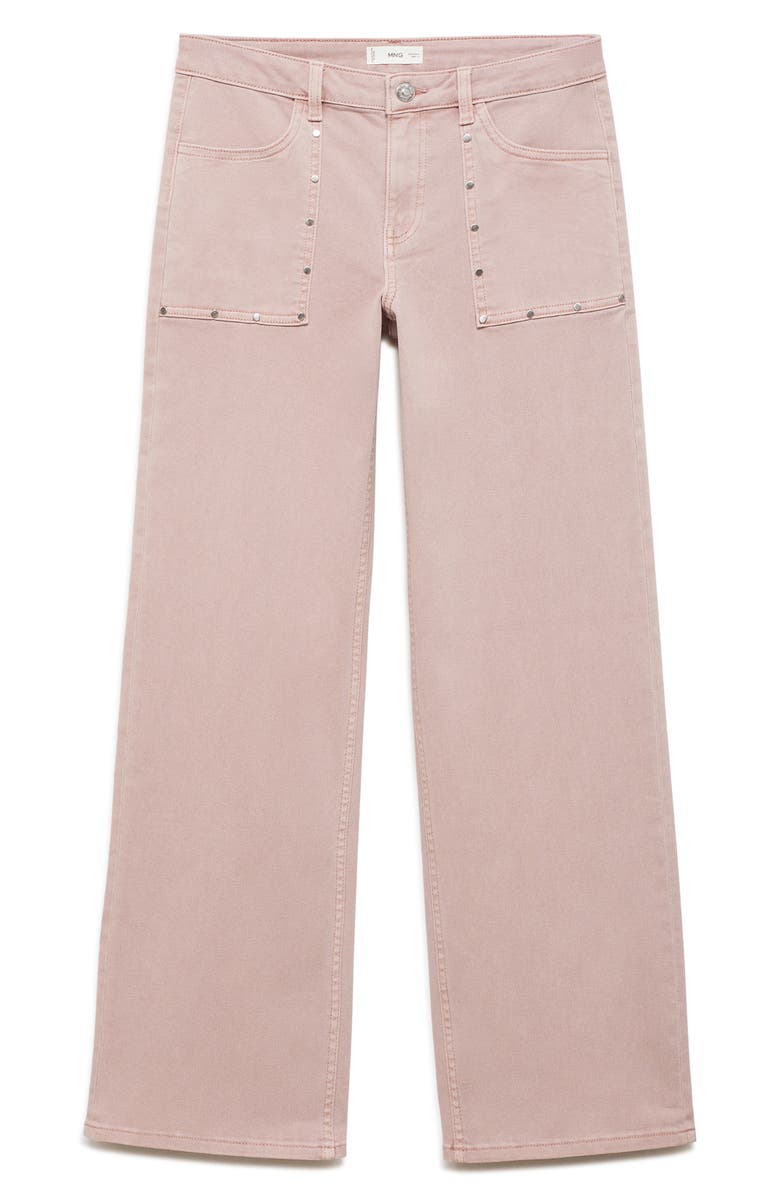 MANGO TEEN Studded Culotte Wide Leg Jeans, Alternate, color, Pastel Pink