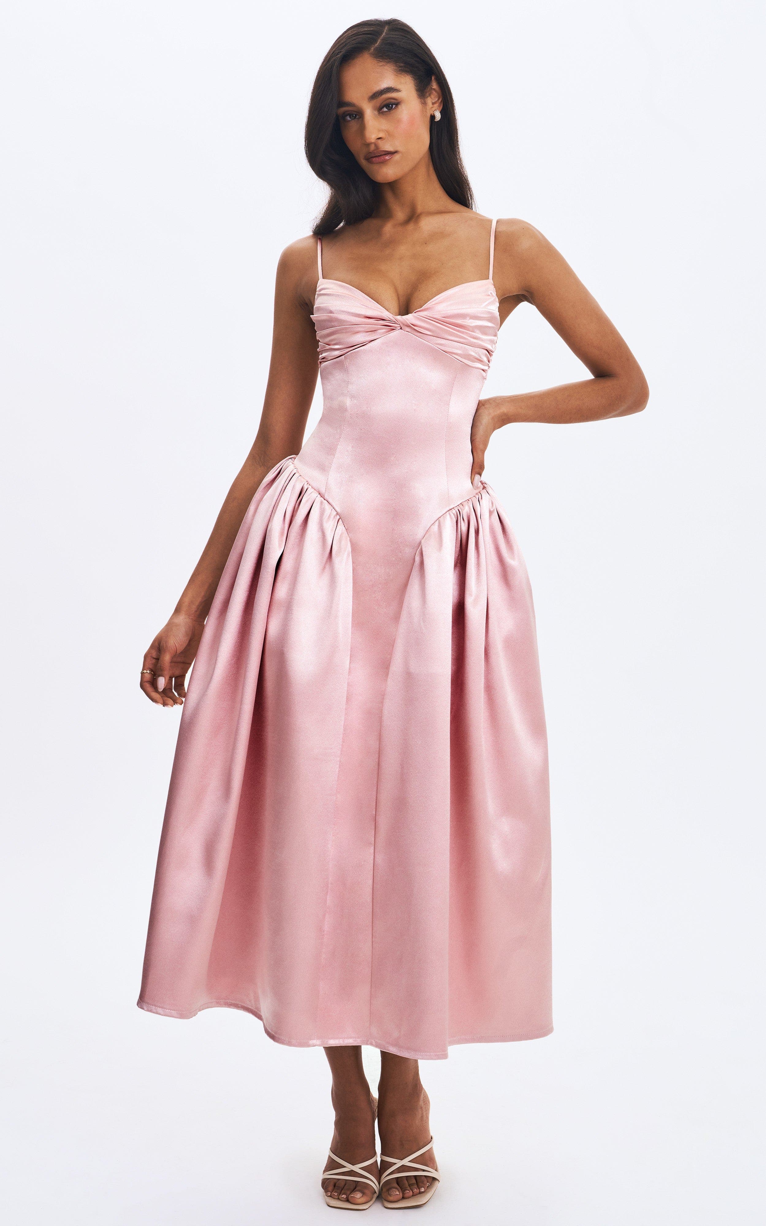 Tullia Satin Ruched Midi Dress - image 2