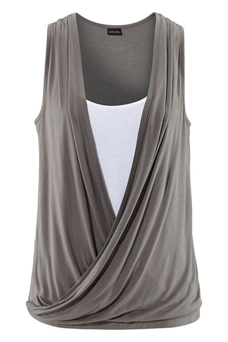 Women's Sleeveless Wrap Look Top, Alternate, color, Olive
