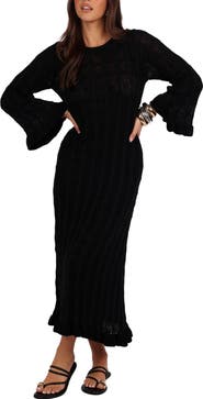 Petal 
Pup Colter Rib Long Sleeve Maxi Sweater Dress