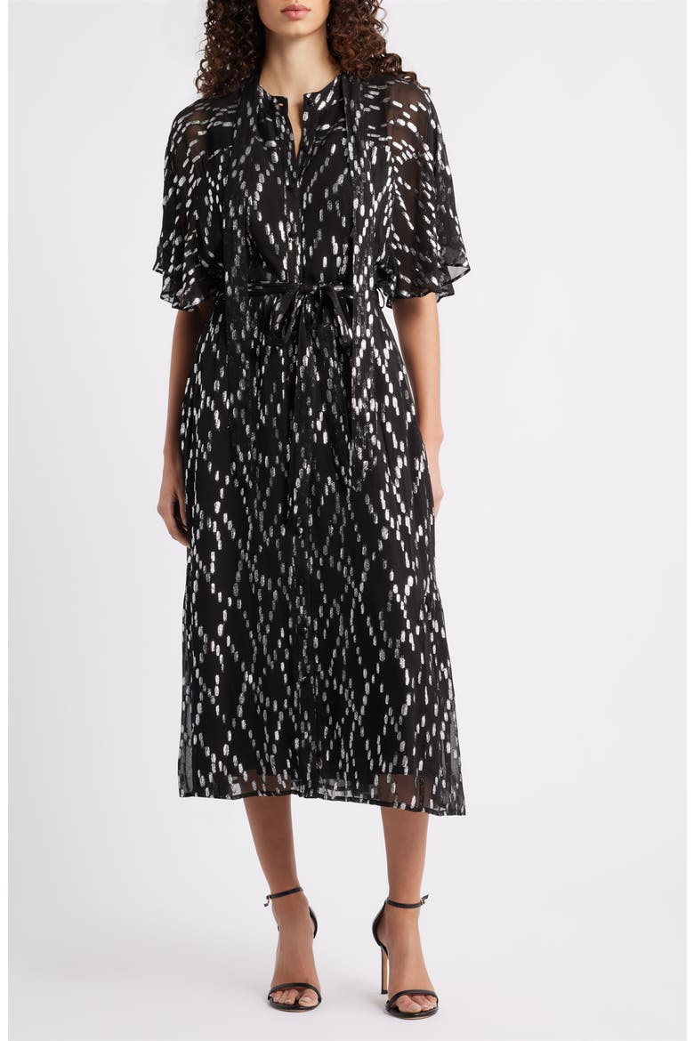 Bex Metallic Dot Shirtdress, Main, color, BLACK MULTI