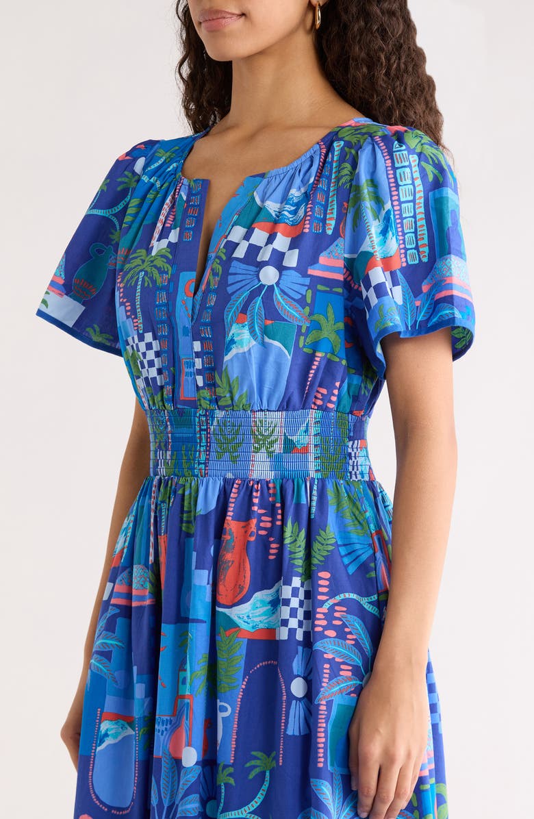 SUGARLIPS Punta Alta Ordy Smocked Midi Dress, Alternate, color, 