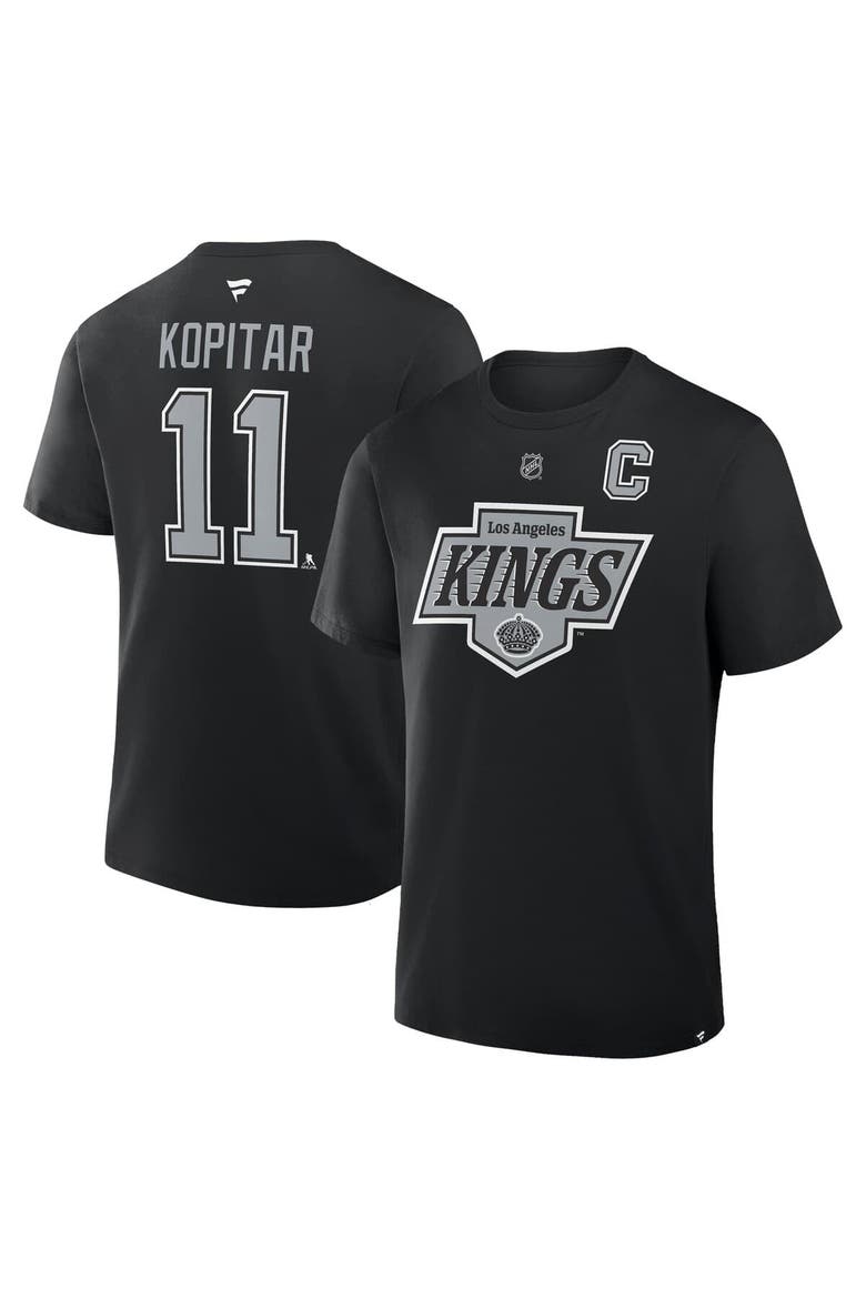 Men's Fanatics Anze Kopitar Black Los Angeles Kings Authentic Stack Name & Number T-Shirt, Main, color, Black