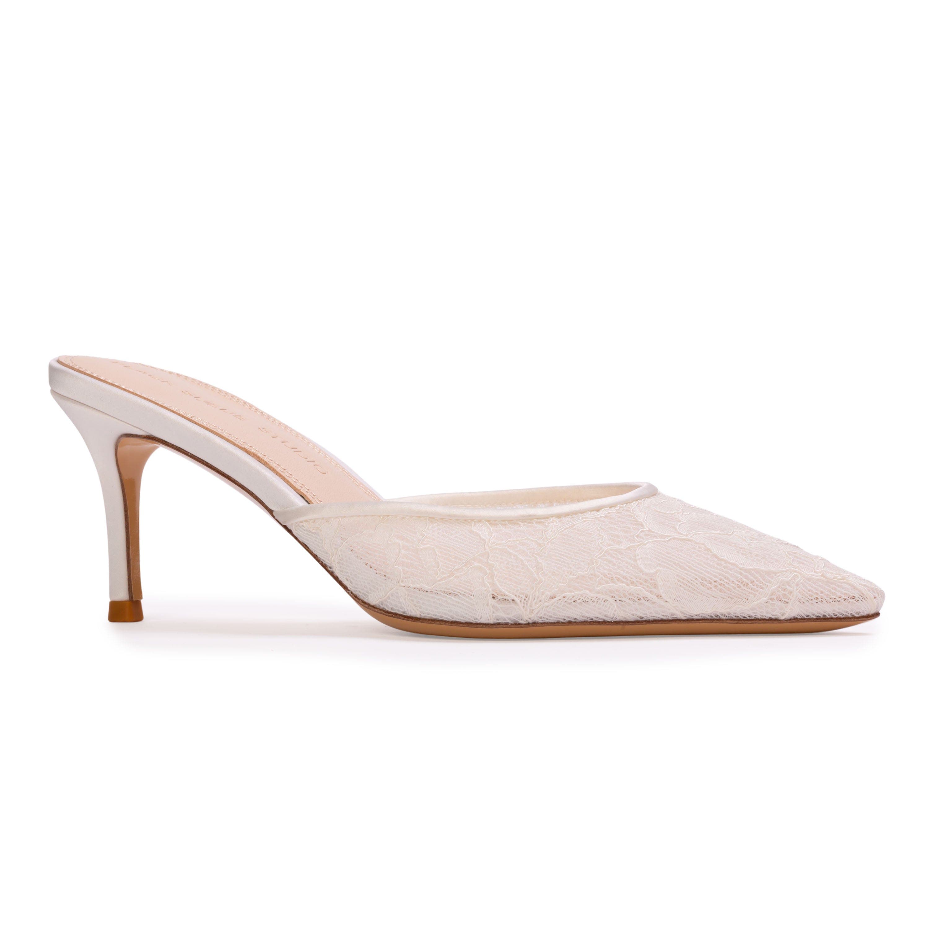 BLACK SUEDE STUDIO Jayla 70 Lace Mule, Alternate, color, White Floral Lace