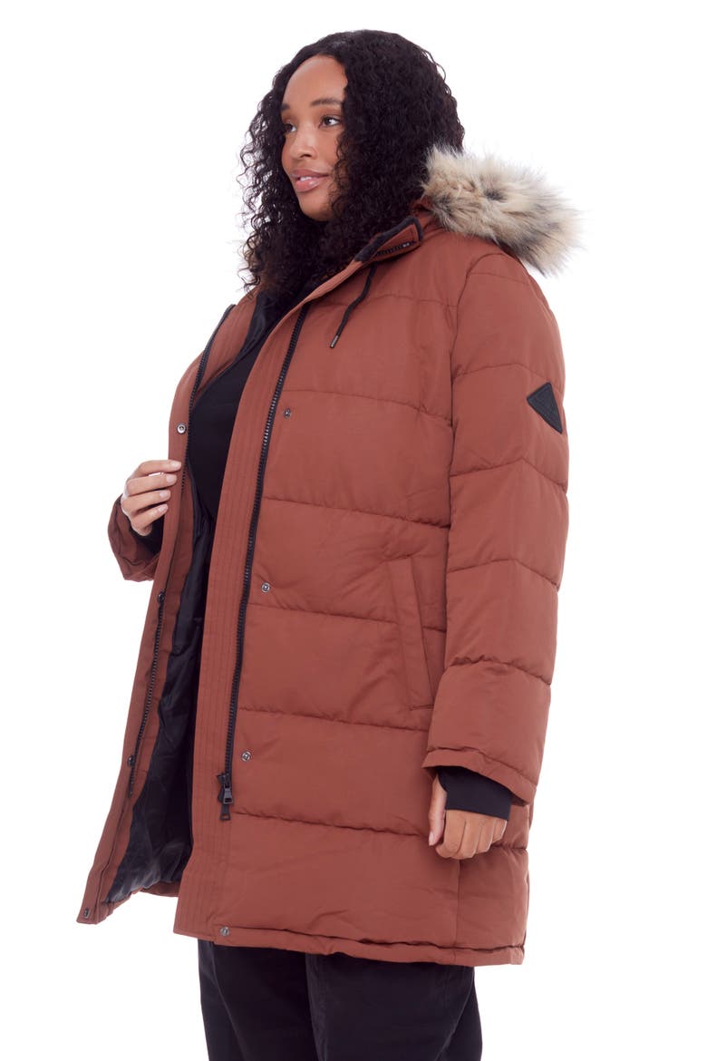 AULAVIK PLUS SIZE - Vegan Down Mid-length Hooded Parka Coat, Alternate, color, MAPLE
