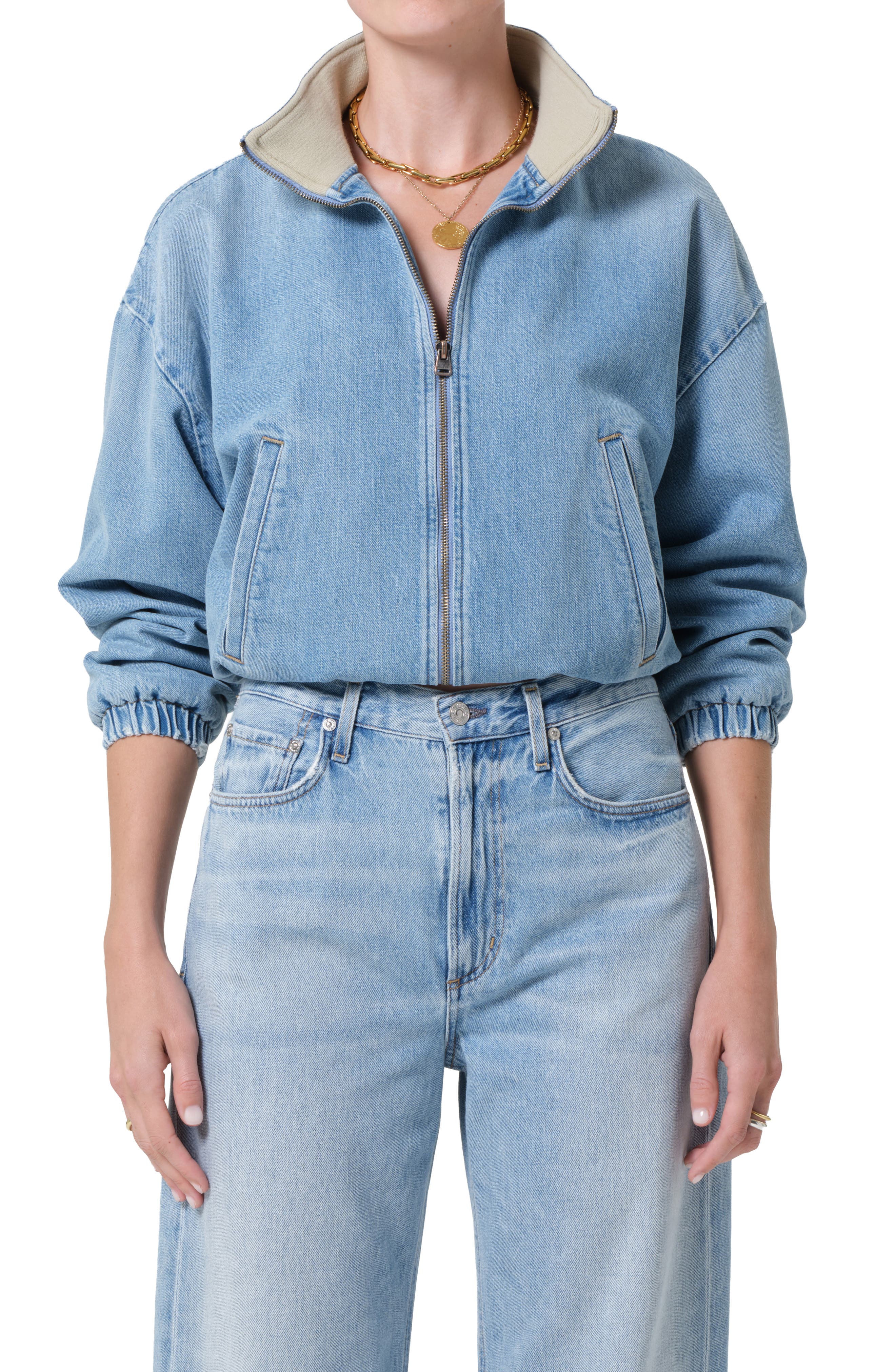 Bubble Denim Bomber Jacket