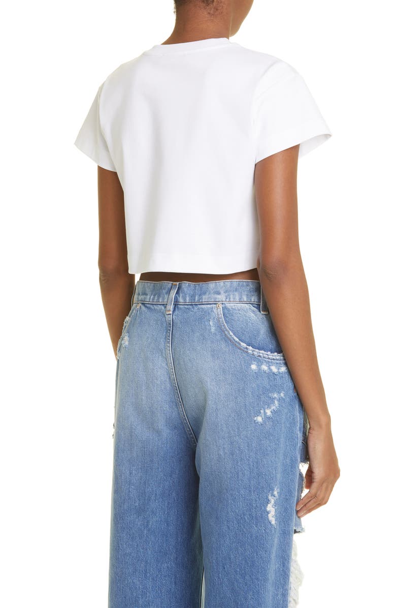 Dolce&Gabbana Kim Logo Plaque Short Sleeve Crop T-Shirt, Alternate, color, 