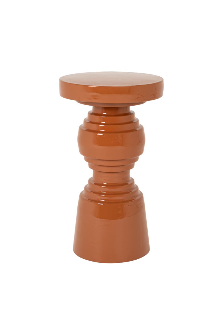 High-Gloss Stacked Pedestal Accent Table, Main, color, Orange