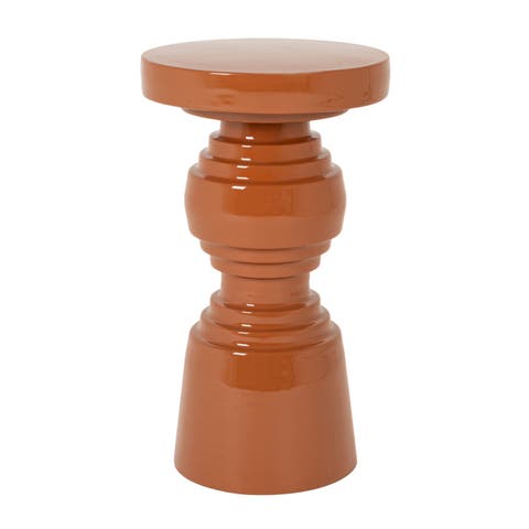 High-Gloss Stacked Pedestal Accent Table