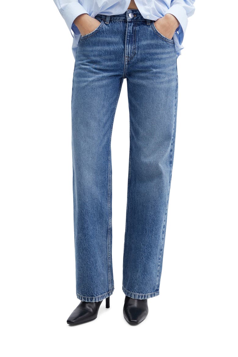 Mid Rise Straight Leg Jeans, Main, color, MEDIUM BLUE