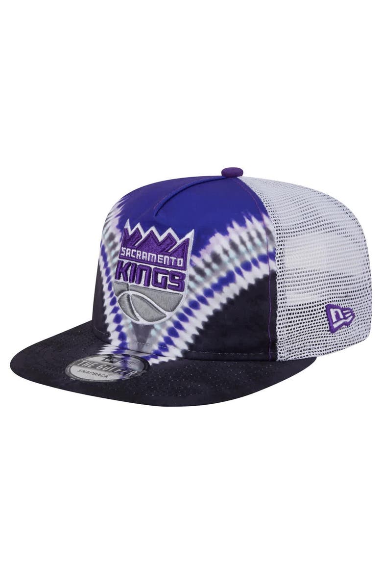Men's New Era Black/Purple Sacramento Kings Throwback Dye Golfer Snapback Hat, Main, color, Black