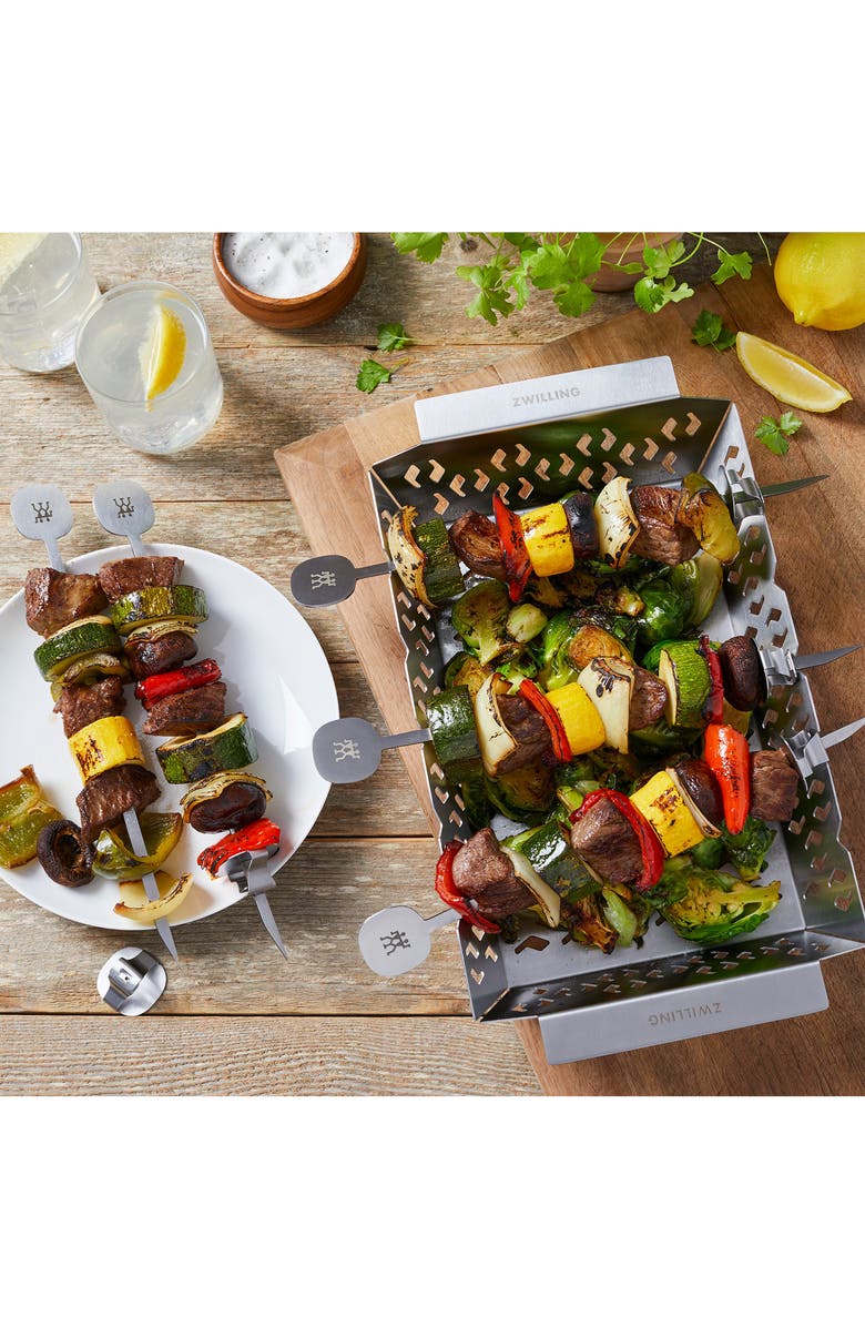 ZWILLING 6-Piece Barbecue Skewers & Basket Set, Alternate, color, Stainless Steel