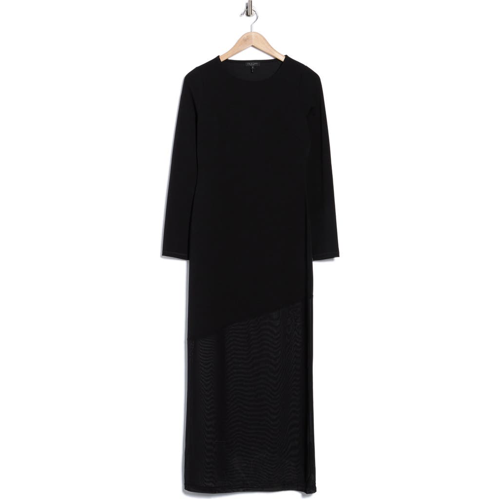 Rag & Bone Sascha Mixed Media Long Sleeve Dress In Black