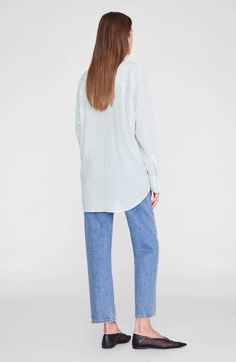 ANINE BING Plaza Shirt, Alternate, color, Green And White Mini Stripe