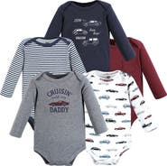 Hudson Baby Everyday Long-Sleeve Cotton Babysuits Bundle of 5