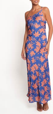 Petal & Pup Bottie Floral Print One-Shoulder Satin Maxi Dress