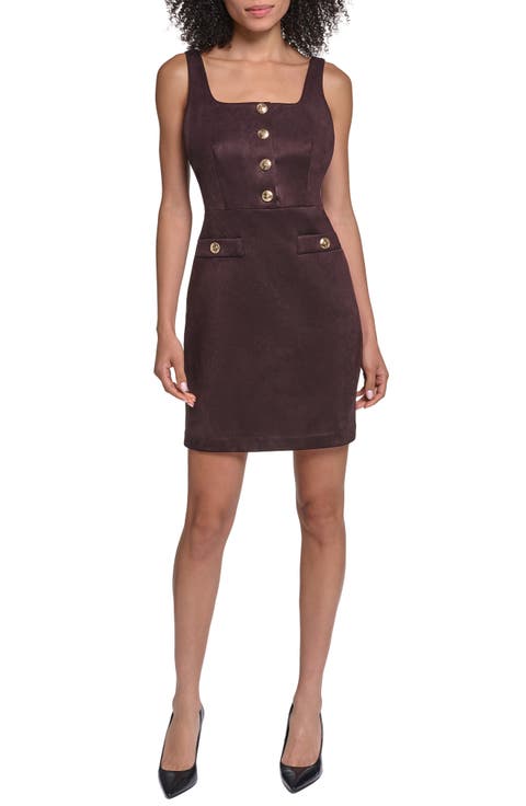 Sleeveless Scuba Faux Suede Minidress
