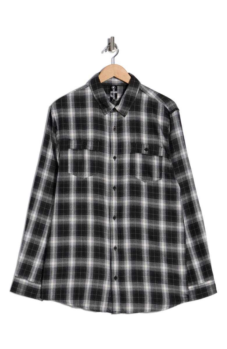 BURNSIDE Perfect Plaid Flannel Work Shirt, Alternate, color, Black/ White