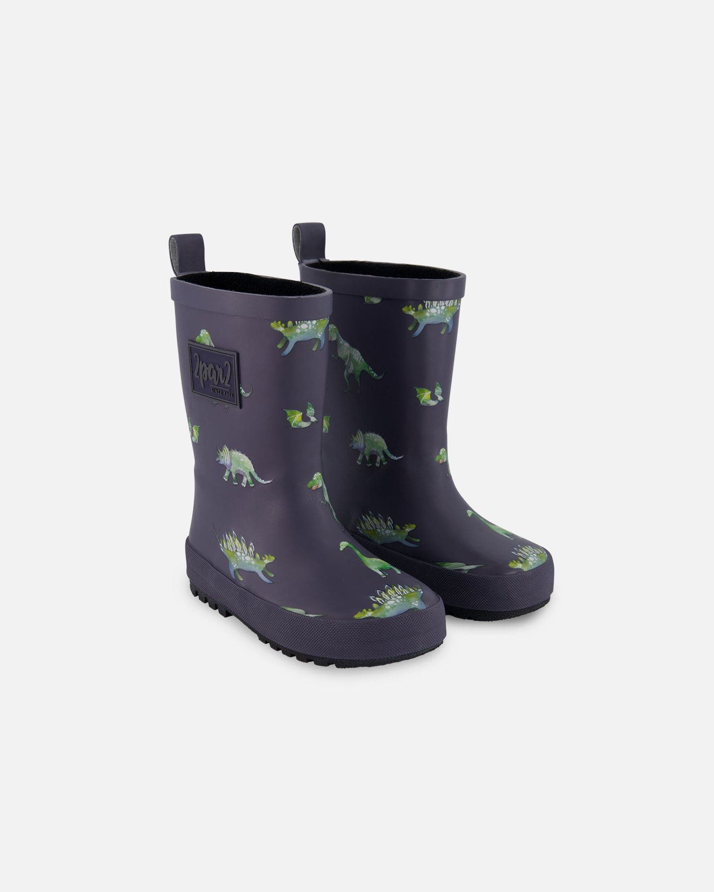 Deux par Deux Baby Boy's Rain Boots Grey Printed Dinosaurs, Alternate, color, 