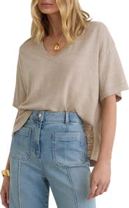 Reiss Linen V-Neck Tee