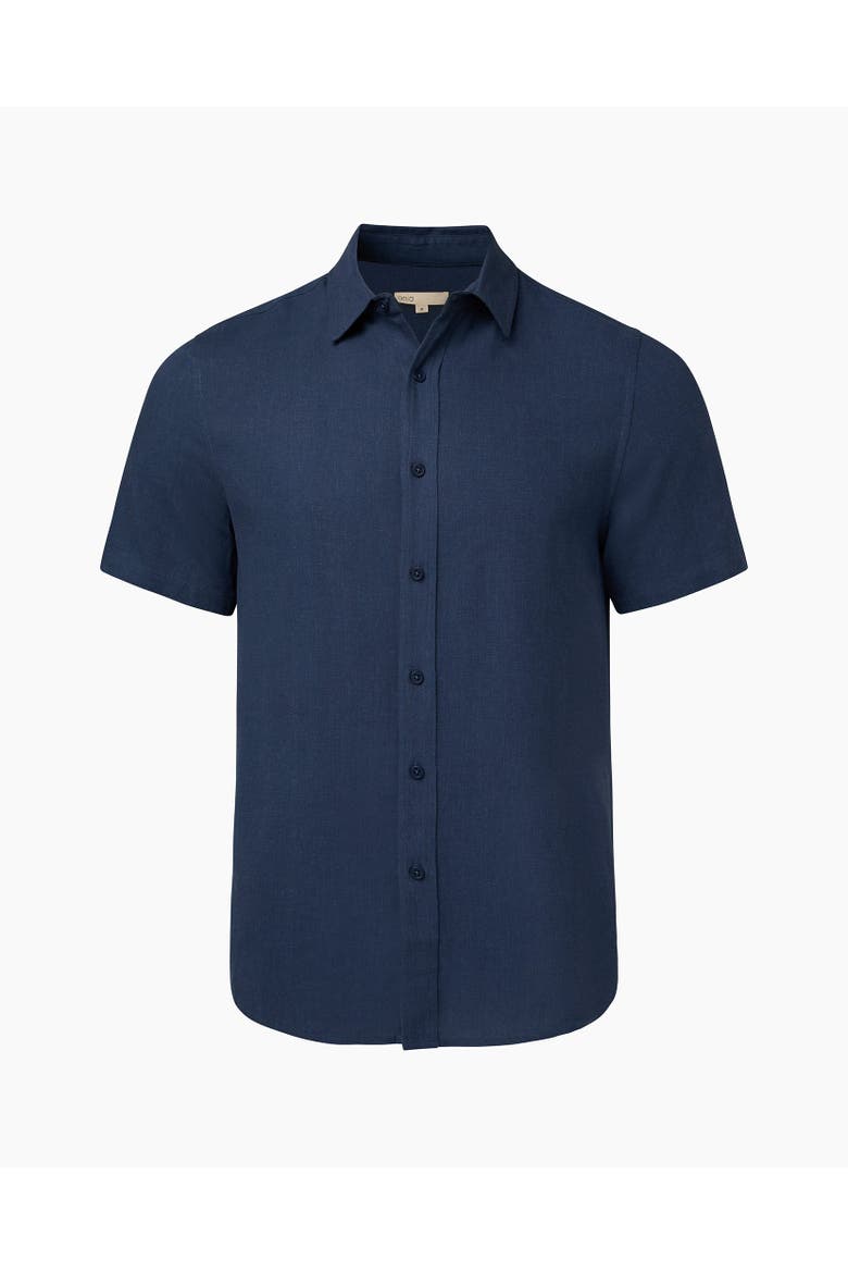 Standard Short Sleeve Linen Shirt, Alternate, color, VINTAGE INDIGO