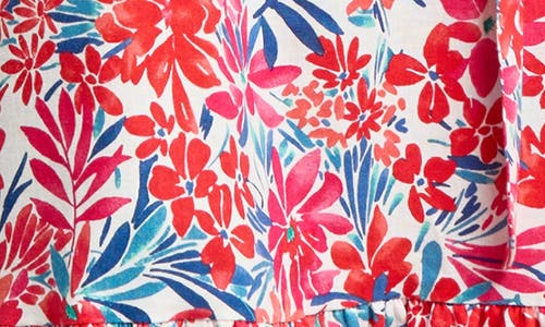 Jones New York Floral Print Ruffle Tie Waist Sleeveless Maxi Dress In Coral Sun Multi