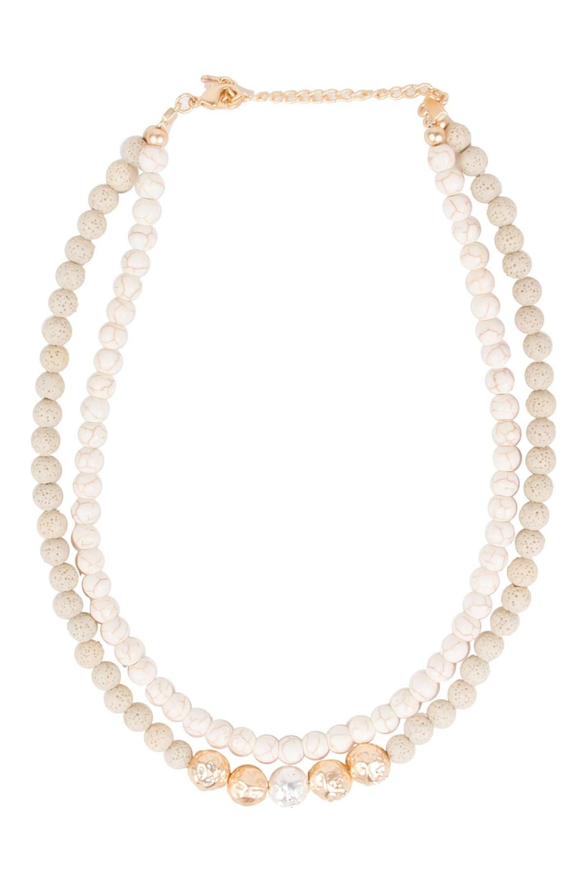 SAACHI Dohara Natural Stone Beaded Double Strand Necklace
