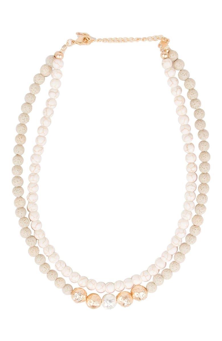 SAACHI Dohara Natural Stone Beaded Double Strand Necklace, Main, color, Cream