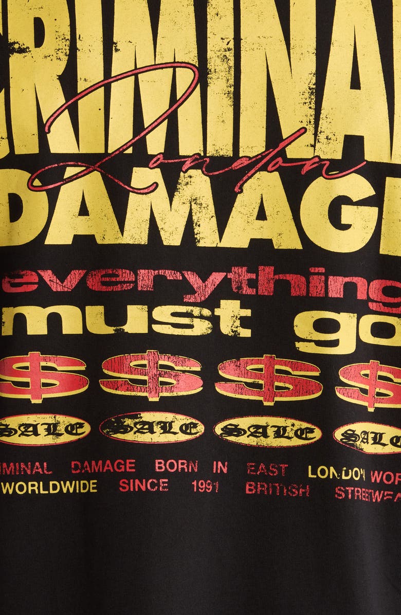 CRIMINAL DAMAGE Everything Must Go Graphic Cotton T-Shirt, Alternate, color, Black/ Yellow/ Red