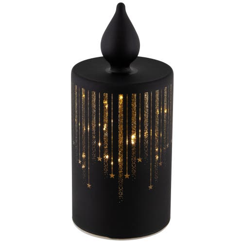 Northlight Led Lighted Glass Candle With Stars Christmas Decoration In Black