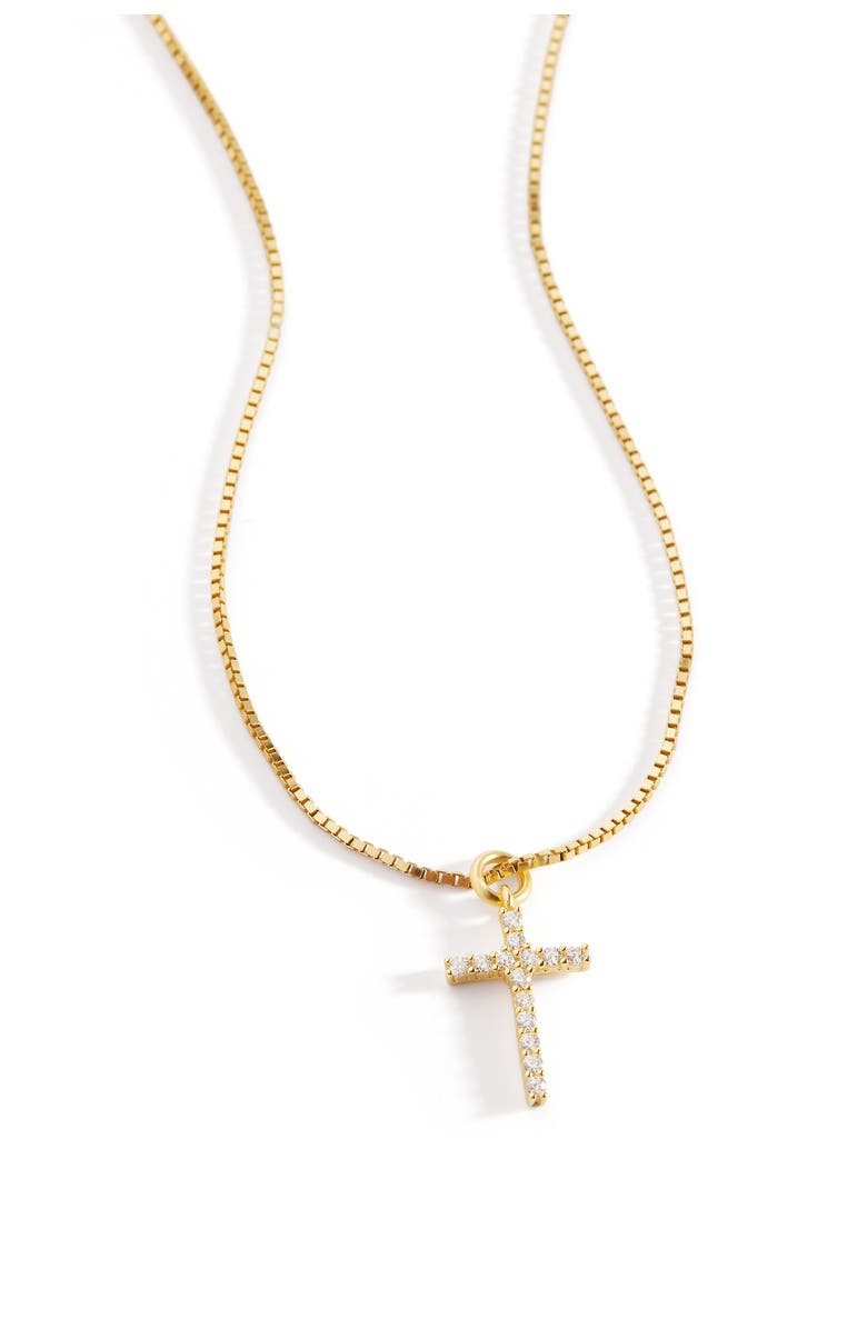 Mint & Lily Pave Cross Necklace, Main, color, 18K Gold Over Sterling Silver