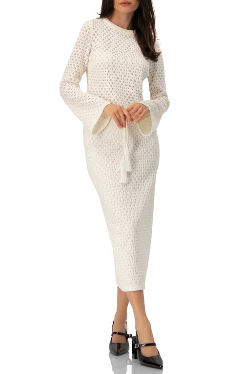 Ivonne Textured Knit Top With Flared Sleeves In Neutral