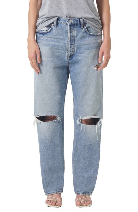 '90s Ripped Mid Rise Straight Leg Jeans (Threadbare)