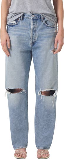 AGOLDE '90s Ripped Mid Rise Straight Leg Jeans | Nordstrom