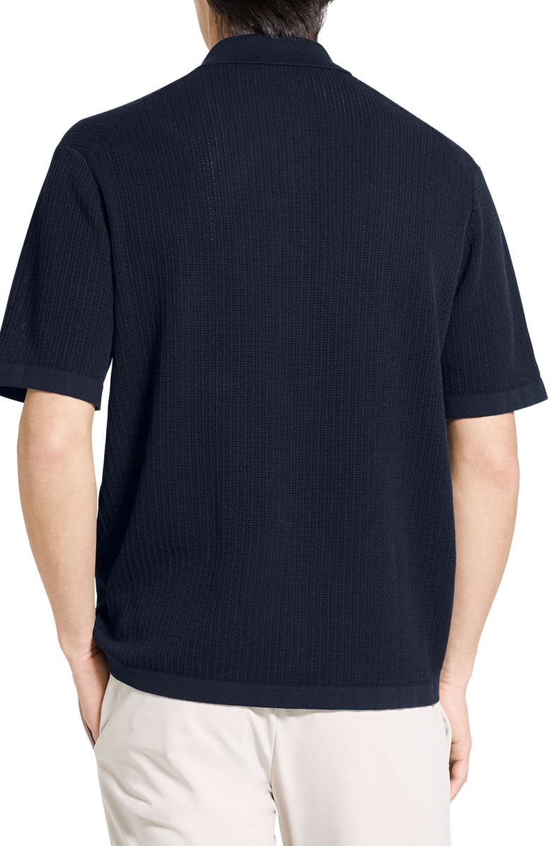 Theory Tactile Cotton Open Stitch Button-Up Shirt, Alternate, color, Baltic