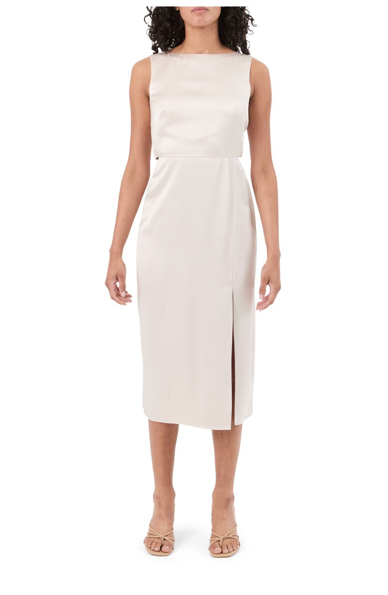 Trina Turk Mochi Satin Sheath Dress, Alternate, color, Sancerre