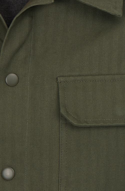 Px Herringbone Cotton Work Shirt In Green